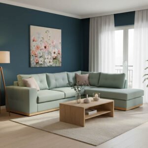 Γωνιακός καναπές αριστερή γωνία Boston House Genius ύφασμα ciel-cream 280x225x90εκ