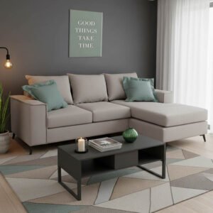 Γωνιακός καναπές Fabulous House Genius αναστρέψιμος ύφασμα elephant-ciel 240x165x95εκ