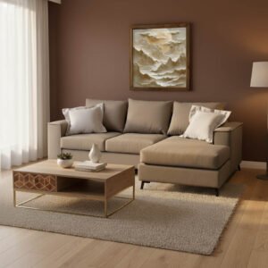 Γωνιακός καναπές Fabulous House Genius αναστρέψιμος ύφασμα mocha-cream 240x165x95εκ