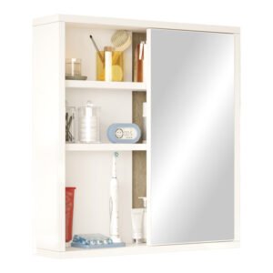 Ντουλάπι μπάνιου Bagno με καθρέπτη House Genius σε λευκή απόχρωση 60x14.5x63.6εκ