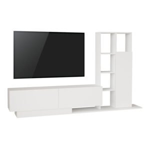 Σύνθετο σαλονιού Damon House Genius σε λευκή απόχρωση 211.2x29.5x123.6εκ