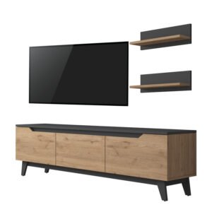 Σύνθετο σαλονιού Kasia House Genius oak-ανθρακί 180x35x48,5εκ