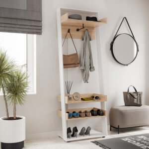 Έπιπλο εισόδου Sciove House Genius σε λευκή-φυσική απόχρωση 70x40x200εκ