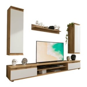 Σύνθετο σαλονιού Sandro House Genius καρυδί-λευκό 175x37x160εκ