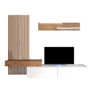 Σύνθετο σαλονιού Litende House Genius sonoma-λευκό μελαμίνης 210x42x199.5εκ