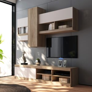 Σύνθετο σαλονιού Torania House Genius sonoma-λευκό 185x37x145εκ