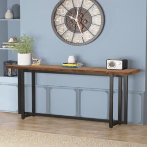 Κονσόλα Dice House Genius μασίφ ξύλο πεύκου καρυδί-μαύρο 150x30x90εκ