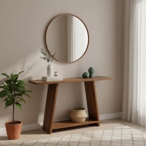 Κονσόλα Edgar House Genius φυσικό ξύλο πεύκου 30mm καρυδί 139x29x90εκ