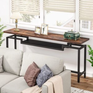 Κονσόλα Onole House Genius σε καρυδί - μαύρο μέταλλο 180x35x82εκ