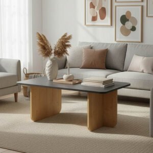 Τραπέζι Beca House Genius σε oak-μαύρο απόχρωση 100x60x42εκ