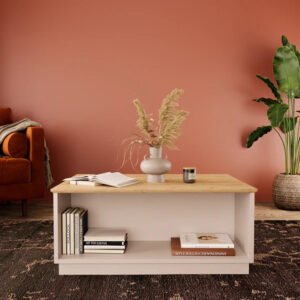 Τραπέζι Monik House Genius σε oak-ανοιχτό γκρι απόχρωση 90x56x40εκ