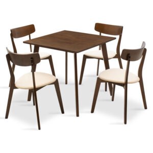 Tραπεζαρία Benson - Toto House Genius σετ 5τμχ καρυδί - ύφασμα μπεζ 80x80x75εκ