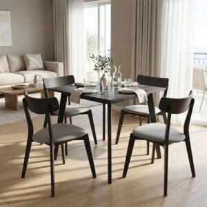 Tραπεζαρία Benson - Toto House Genius σετ 5τμχ rustic grey - ύφασμα grey 80x80x75εκ