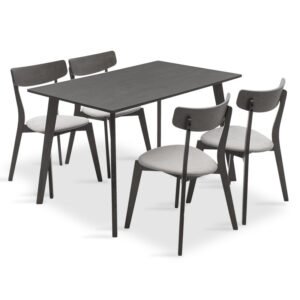 Tραπεζαρία Benson - Toto House Genius σετ 5τμχ rustic grey - ύφασμα γκρι 120x75x75εκ