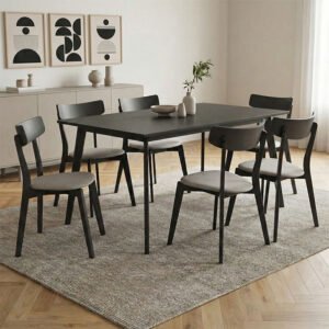 Tραπεζαρία Benson - Toto House Genius σετ 7τμχ rustic grey - ύφασμα γκρι 150x90x75εκ