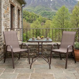 Τραπεζαρία Watson-Calan σετ 3τεμ House Genius μέταλλο-textilene καφέ 60x60x70εκ