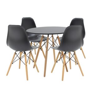 Τραπεζαρία Julita House Genius σετ 5τεμ σε απόχρωση μαύρο-φυσικό Φ80x73εκ