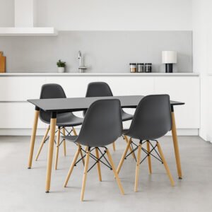 Τραπεζαρία Natali-Julita House Genius σετ 5τεμ μαύρο-φυσικό 120x80x76εκ