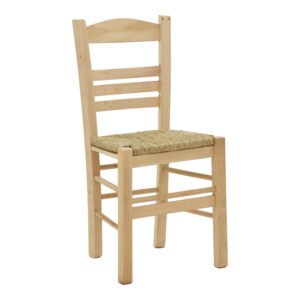 Καρέκλα καφενείου με ψάθα Επιλοχία House Genius άβαφο ξύλο 42x40x89εκ