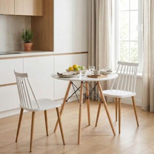 Τραπεζαρία Aurora-Julita House Genius σετ 3τεμ pp-mdf σε λευκό-φυσική απόχρωση Φ60x73εκ