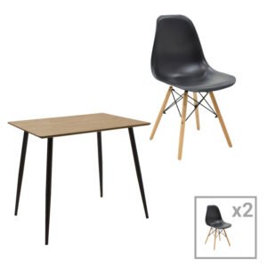 Τραπεζαρία Julita-Cuba House Genius σετ 3τεμ pp-mdf σε μαύρο-sonoma απόχρωση 70x70x75εκ