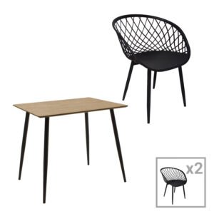 Τραπεζαρία Ezra-Cuba House Genius σετ 3τεμ pp-mdf σε μαύρη-sonoma απόχρωση 70x70x75εκ