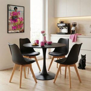 Τραπεζαρία Gaston-Balou House Genius σετ 5τεμ pp-mdf σε μαύρη-φυσική απόχρωση Φ120x73εκ