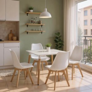 Φοιτητικό πακέτο επίπλων κουζίνας Deli House Genius σετ 5τεμ σε λευκή απόχρωση 80x80x76εκ