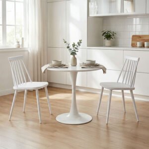 Τραπεζαρία Elijah-Aurora I House Genius σετ 3τεμ pp σε λευκή απόχρωση Φ60x74εκ