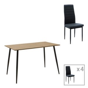 Τραπεζαρία Cuba-Parker House Genius σετ 5τεμ mdf σε sonoma-μαύρη απόχρωση 120x70x76cm