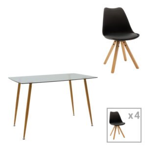 Τραπεζαρία Chloe-Caron House Genius σετ 5τεμ σε ανθρακί-μαύρη απόχρωση 120x70x75εκ