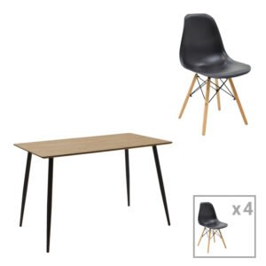 Τραπεζαρία Cuba-Julita House Genius σετ 5τεμ MDF sonoma-μαύρο-φυσικό 120x70x76εκ