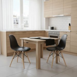 Τραπεζαρία Manka I-Julita House Genius σετ 3τεμ σε sonoma-μαύρη απόχρωση 80x80x77εκ