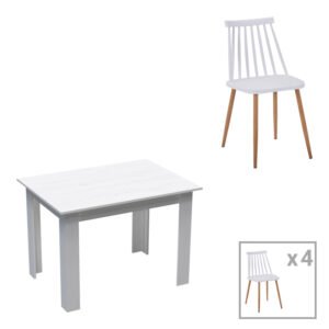 Τραπεζαρία Manka-Aurora I House Genius σετ 5τεμ σε λευκή απόχρωση 110x80x77εκ