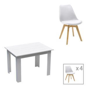 Τραπεζαρία Manka-Gaston House Genius σετ 5τεμ σε λευκή απόχρωση 110x80x77εκ