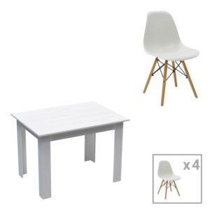 Τραπεζαρία Manka-Julita House Genius σετ 5τεμ σε λευκή απόχρωση 110x80x77εκ