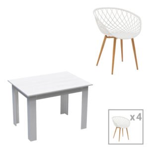 Τραπεζαρία Manka-Ezra House Genius σετ 5τεμ σε λευκή απόχρωση 110x80x77εκ