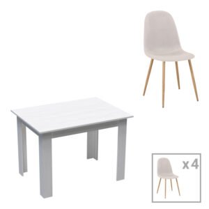 Τραπεζαρία Bella-Manka House Genius σετ 5τεμ σε λευκή απόχρωση 110x80x77εκ