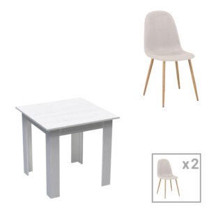 Τραπεζαρία Bella-Manka House Genius σετ 3τεμ σε λευκή απόχρωση 80x80x77εκ