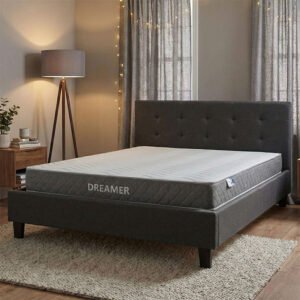 Κρεβάτι με στρώμα Mago-Dreamer House Genius ύφασμα ανθρακί 150x200εκ