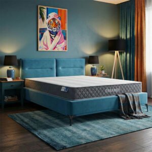 Κρεβάτι με στρώμα Ikina-Dreamer House Genius βελούδο πετρολ 160x200εκ