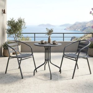 Τραπεζαρία Vergo Tade House Genius σετ 3τεμ ανθρακί μέταλλο Φ60x70εκ