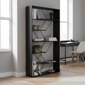 Βιβλιοθήκη Tars House Genius ανθρακί-μαύρο 84x24x157εκ