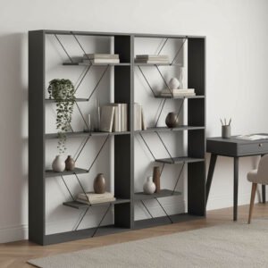 Βιβλιοθήκη Tars House Genius ανθρακί-μαύρο 168x24x157εκ