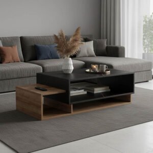 Τραπέζι σαλονιού Dekost House Genius σε oak με μαύρο μαρμάρου απόχρωση 105x50x32εκ