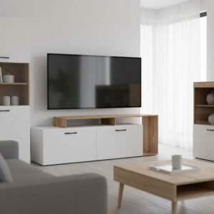 Έπιπλο τηλεόρασης Tobler House Genius σε oak- λευκή απόχρωση 170x40x53εκ