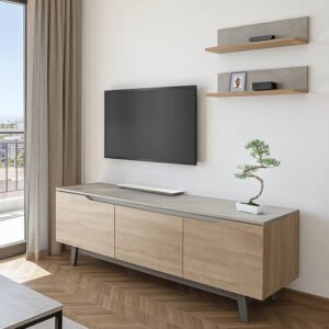 Σύνθετο σαλονιού Kasia House Genius μπεζ μαρμάρου-sonoma 180x35x48.5εκ