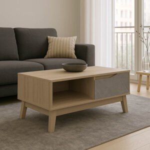 Τραπέζι σαλονιού Judas House Genius σε μπεζ μαρμάρου-sonoma απόχρωση 90x45x38.5εκ