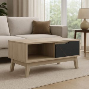 Τραπέζι σαλονιού Judas House Genius σε μαύρο μαρμάρου-sonoma απόχρωση 90x45x38.5εκ