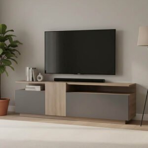Έπιπλο τηλεόρασης Vendora House Genius σε sonoma-ανθρακί απόχρωση 150x29.5x46.3εκ